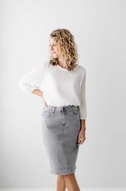 The Main Street Exchange 'Leah' Denim Skirt In Vintage Grey
