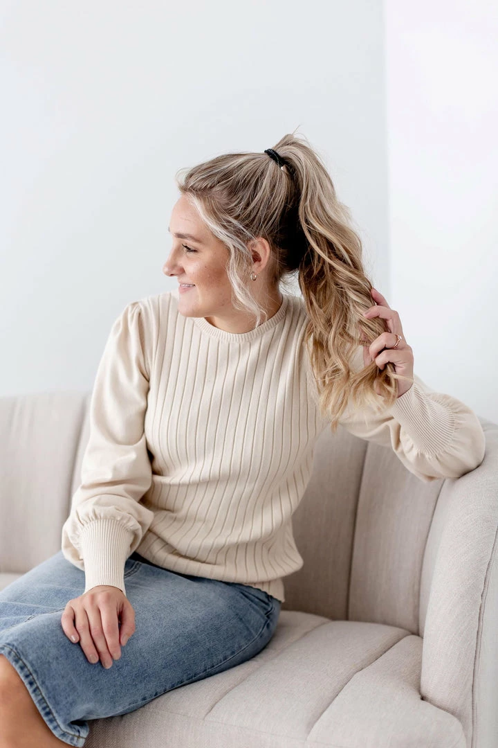 Polagram 'Elle' Ribbed Sweater In Cream 2 Polagram 'Elle' Ribbed Sweater In Cream