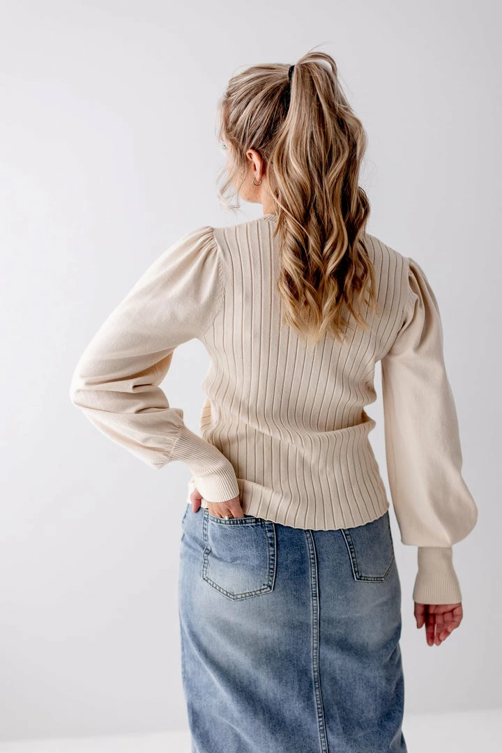 Polagram 'Elle' Ribbed Sweater In Cream 3 Polagram 'Elle' Ribbed Sweater In Cream
