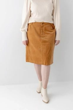 The Main Street Exchange 'Ember' Corduroy Skirt In Camel FINAL SALE
