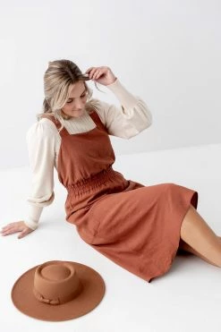 The Main Street Exchange Lancaster Collection 'Sahara' Pinafore Dress In Rust 11 The Main Street Exchange Lancaster Collection 'Sahara' Pinafore Dress In Rust