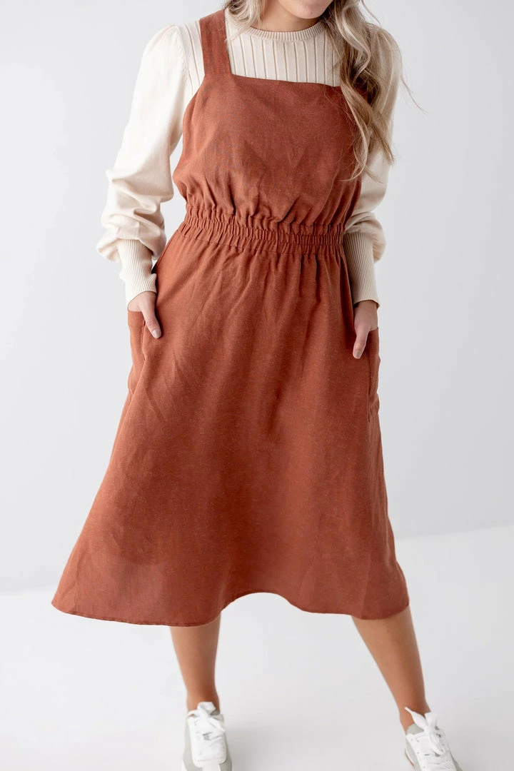 The Main Street Exchange Lancaster Collection 'Sahara' Pinafore Dress In Rust 7 The Main Street Exchange Lancaster Collection 'Sahara' Pinafore Dress In Rust