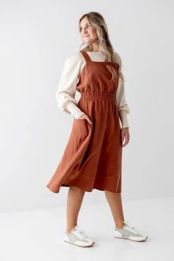 The Main Street Exchange Lancaster Collection 'Sahara' Pinafore Dress In Rust