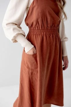 The Main Street Exchange Lancaster Collection 'Sahara' Pinafore Dress In Rust 12 The Main Street Exchange Lancaster Collection 'Sahara' Pinafore Dress In Rust