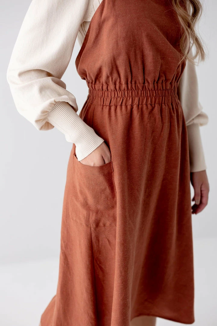 The Main Street Exchange Lancaster Collection 'Sahara' Pinafore Dress In Rust 4 The Main Street Exchange Lancaster Collection 'Sahara' Pinafore Dress In Rust