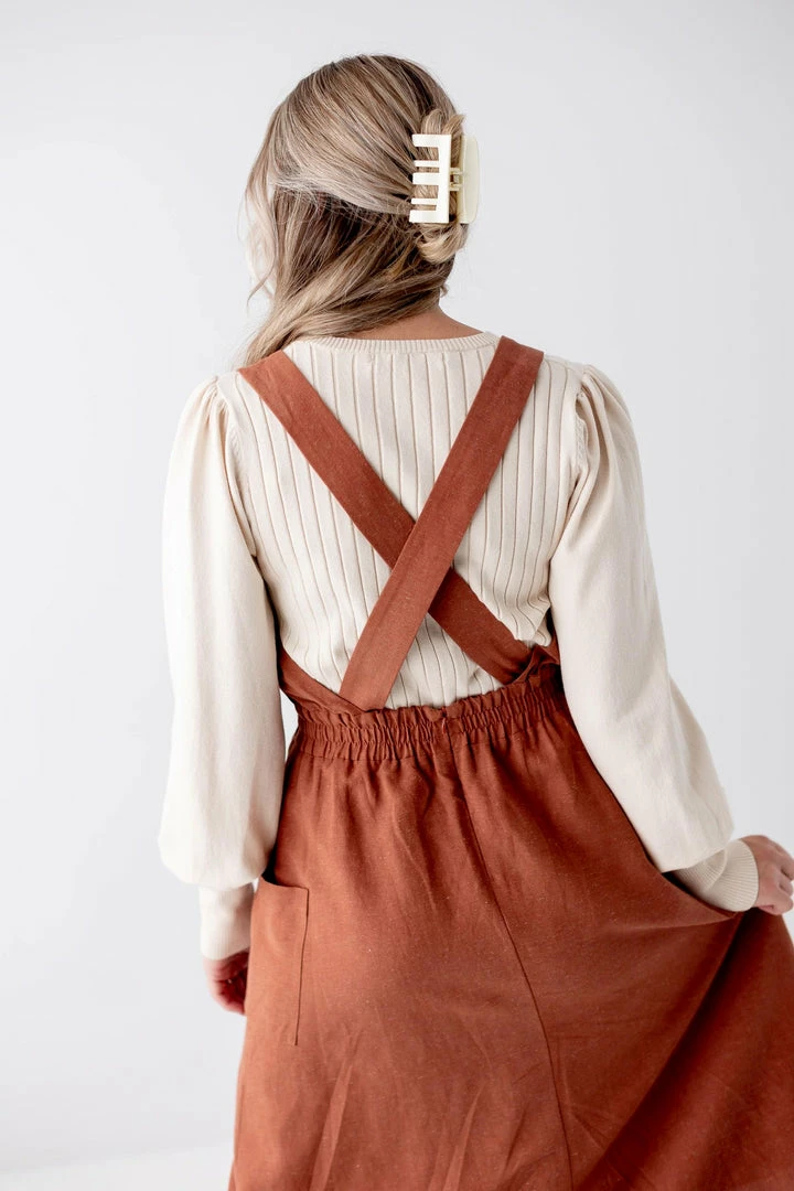 The Main Street Exchange Lancaster Collection 'Sahara' Pinafore Dress In Rust 6 The Main Street Exchange Lancaster Collection 'Sahara' Pinafore Dress In Rust