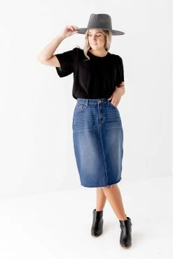 The Main Street Exchange 'Rae' High-Waist Denim Skirt In Dark Wash