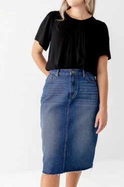 The Main Street Exchange 'Rae' High-Waist Denim Skirt In Dark Wash