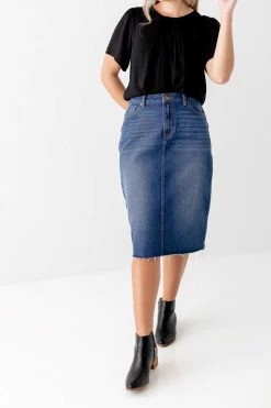The Main Street Exchange 'Rae' High-Waist Denim Skirt In Dark Wash