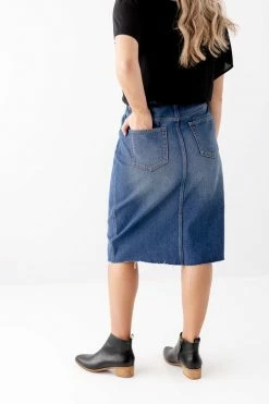 The Main Street Exchange 'Rae' High-Waist Denim Skirt In Dark Wash