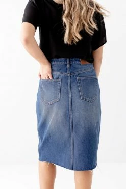 The Main Street Exchange 'Rae' High-Waist Denim Skirt In Dark Wash