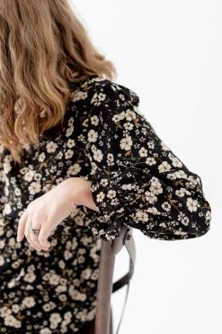 Hayden PLUS 'Eileen' Square Neck Floral Blouse In Black FINAL SALE