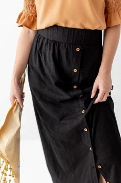 The Main Street Exchange 'Avonlea' Button Down Maxi Skirt In Black
