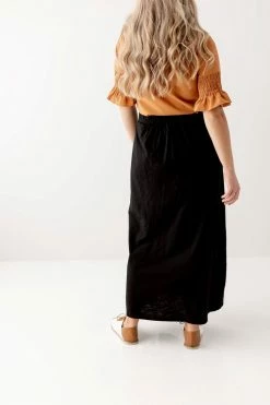 The Main Street Exchange 'Avonlea' Button Down Maxi Skirt In Black