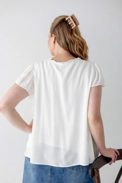 Polagram PLUS Yvonne Lace Trim Blouse In Ivory