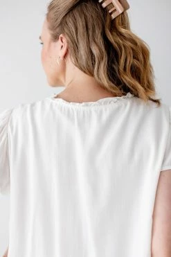 Polagram PLUS Yvonne Lace Trim Blouse In Ivory