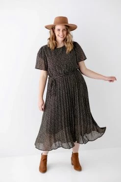 Polagram PLUS 'Ella' Tie Waist Dress In Black Print Lancaster Collection