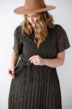 Polagram PLUS 'Ella' Tie Waist Dress In Black Print Lancaster Collection