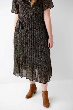 Polagram PLUS 'Ella' Tie Waist Dress In Black Print Lancaster Collection