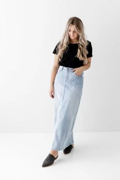The Main Street Exchange Exclusive Designs 'Riley' Light Denim Ankle Length Skirt