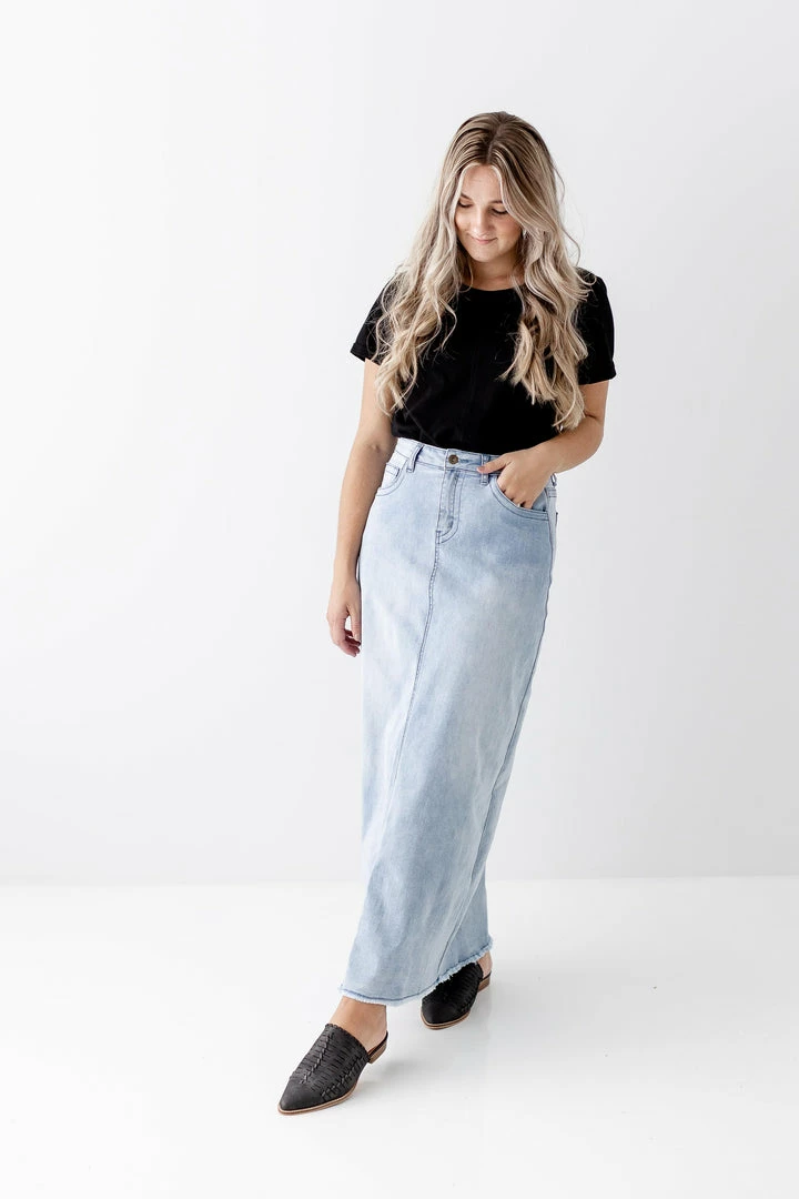 The Main Street Exchange Exclusive Designs 'Riley' Light Denim Ankle Length Skirt 2 The Main Street Exchange Exclusive Designs 'Riley' Light Denim Ankle Length Skirt