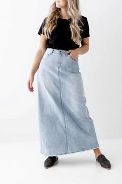 The Main Street Exchange Exclusive Designs 'Riley' Light Denim Ankle Length Skirt