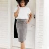 THE MAIN STREET EXCHANGE 'Sara' Classic Knee Length Denim Skirt In Charcoal FINAL SALE Exclusive Designs