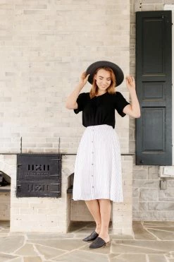 The Main Street Exchange 'Cherie' Circle Skirt In Ivory Pinstripe FINAL SALE 17 The Main Street Exchange 'Cherie' Circle Skirt In Ivory Pinstripe FINAL SALE