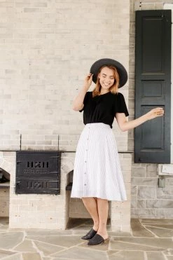 The Main Street Exchange 'Cherie' Circle Skirt In Ivory Pinstripe FINAL SALE 15 The Main Street Exchange 'Cherie' Circle Skirt In Ivory Pinstripe FINAL SALE