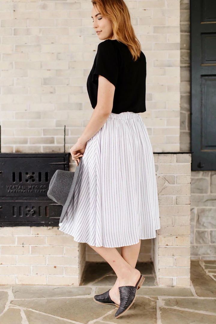 The Main Street Exchange 'Cherie' Circle Skirt In Ivory Pinstripe FINAL SALE 6 The Main Street Exchange 'Cherie' Circle Skirt In Ivory Pinstripe FINAL SALE