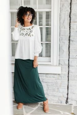 The Main Street Exchange Lancaster Collection 'Novella' Floral Embroidery Blouse In White