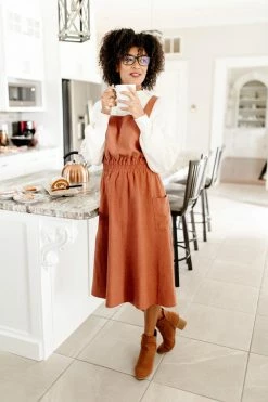 The Main Street Exchange Lancaster Collection 'Sahara' Pinafore Dress In Rust 17 The Main Street Exchange Lancaster Collection 'Sahara' Pinafore Dress In Rust