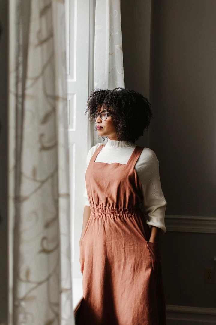 The Main Street Exchange Lancaster Collection 'Sahara' Pinafore Dress In Rust 8 The Main Street Exchange Lancaster Collection 'Sahara' Pinafore Dress In Rust