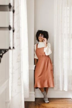 The Main Street Exchange Lancaster Collection 'Sahara' Pinafore Dress In Rust