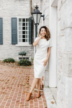 The Main Street Exchange Lancaster Collection 'Elise' Linen Dress In Ivory