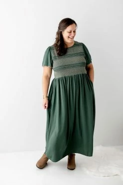 Polagram Extended 'Lucian' Smocked Bodice Maxi Dress In Jade Dresses 7 Polagram Extended 'Lucian' Smocked Bodice Maxi Dress In Jade Dresses