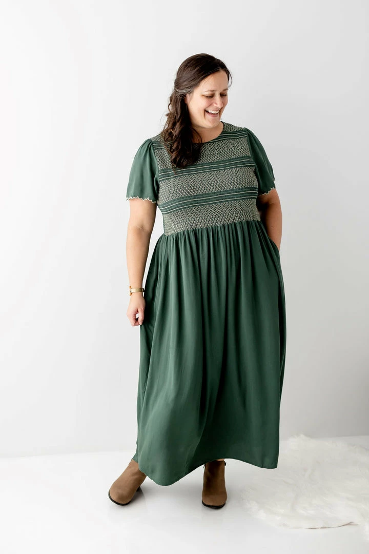 Polagram Extended 'Lucian' Smocked Bodice Maxi Dress In Jade Dresses 3 Polagram Extended 'Lucian' Smocked Bodice Maxi Dress In Jade Dresses