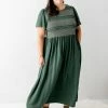 Polagram Extended 'Lucian' Smocked Bodice Maxi Dress In Jade Dresses