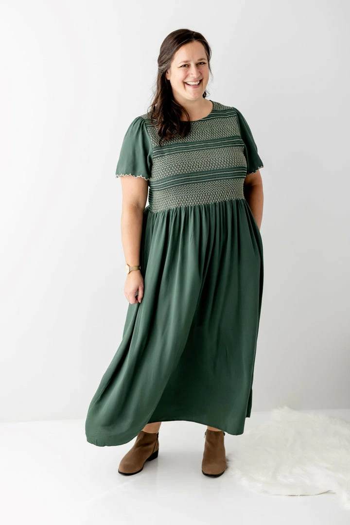 Polagram Extended 'Lucian' Smocked Bodice Maxi Dress In Jade Dresses 1 Polagram Extended 'Lucian' Smocked Bodice Maxi Dress In Jade Dresses