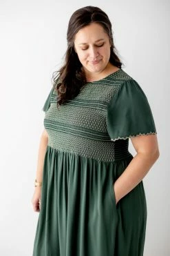 Polagram Extended 'Lucian' Smocked Bodice Maxi Dress In Jade Dresses 8 Polagram Extended 'Lucian' Smocked Bodice Maxi Dress In Jade Dresses