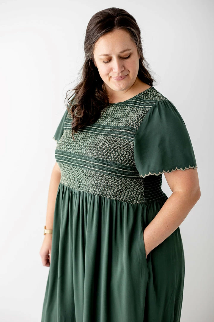 Polagram Extended 'Lucian' Smocked Bodice Maxi Dress In Jade Dresses 4 Polagram Extended 'Lucian' Smocked Bodice Maxi Dress In Jade Dresses