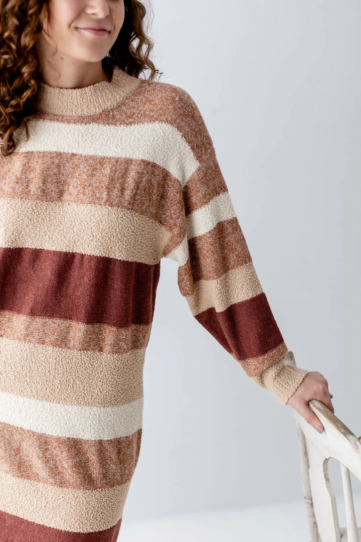 Polagram 'Reagan' Color Block Sweater Dress In Rust FINAL SALE 3 Polagram 'Reagan' Color Block Sweater Dress In Rust FINAL SALE