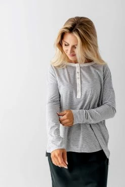 In Loom Tops/Cardigans 'Hayes' Long Sleeve Striped Henley Top FINAL SALE 9 In Loom Tops/Cardigans 'Hayes' Long Sleeve Striped Henley Top FINAL SALE