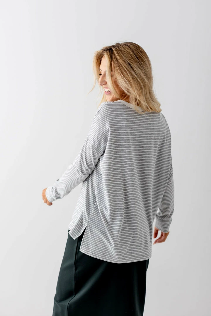 In Loom Tops/Cardigans 'Hayes' Long Sleeve Striped Henley Top FINAL SALE 6 In Loom Tops/Cardigans 'Hayes' Long Sleeve Striped Henley Top FINAL SALE