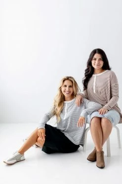 In Loom Tops/Cardigans 'Hayes' Long Sleeve Striped Henley Top FINAL SALE 8 In Loom Tops/Cardigans 'Hayes' Long Sleeve Striped Henley Top FINAL SALE