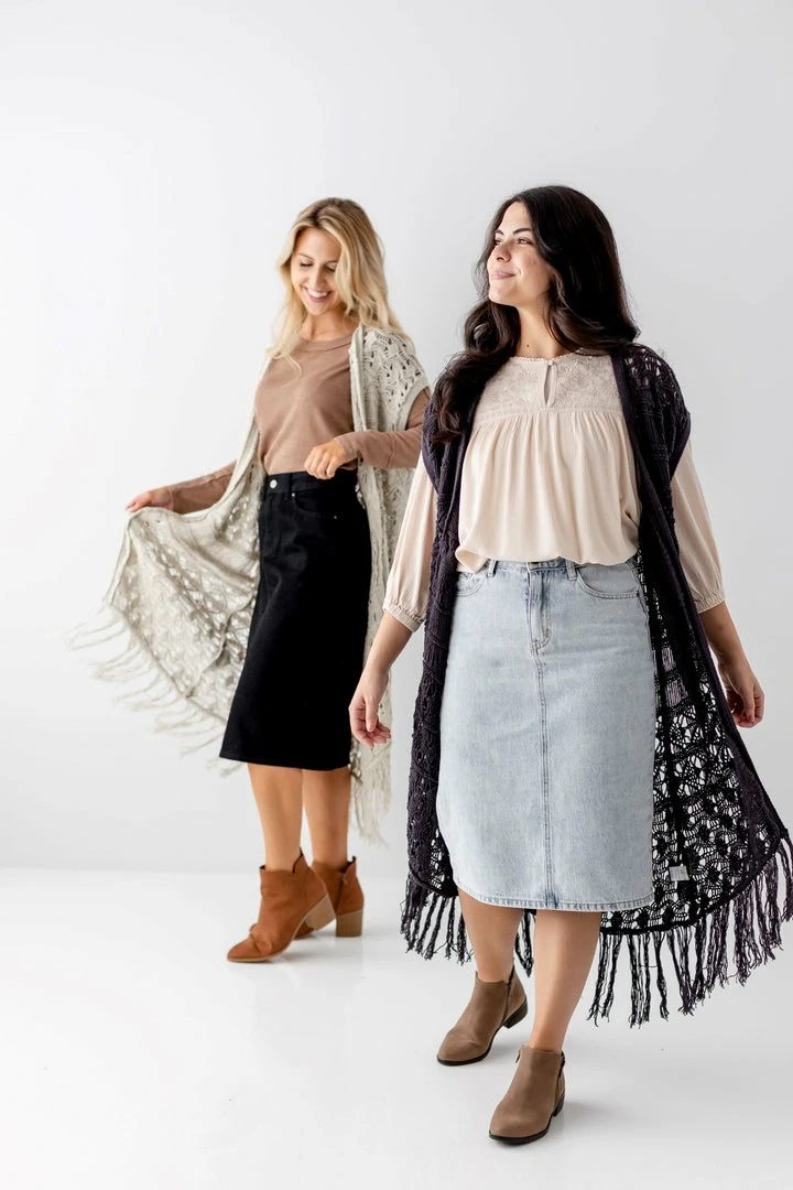 See And Be Seen Tops/Cardigans 'Delaney' Crochet Fringe Vest FINAL SALE 2 See And Be Seen Tops/Cardigans 'Delaney' Crochet Fringe Vest FINAL SALE