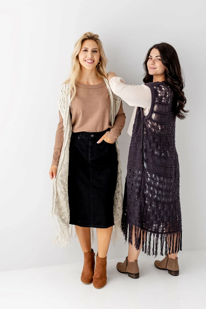See And Be Seen Tops/Cardigans 'Delaney' Crochet Fringe Vest FINAL SALE 1 See And Be Seen Tops/Cardigans 'Delaney' Crochet Fringe Vest FINAL SALE