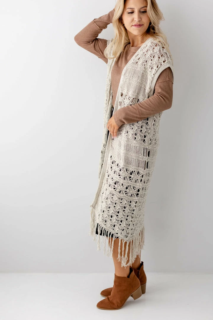 See And Be Seen Tops/Cardigans 'Delaney' Crochet Fringe Vest FINAL SALE 5 See And Be Seen Tops/Cardigans 'Delaney' Crochet Fringe Vest FINAL SALE