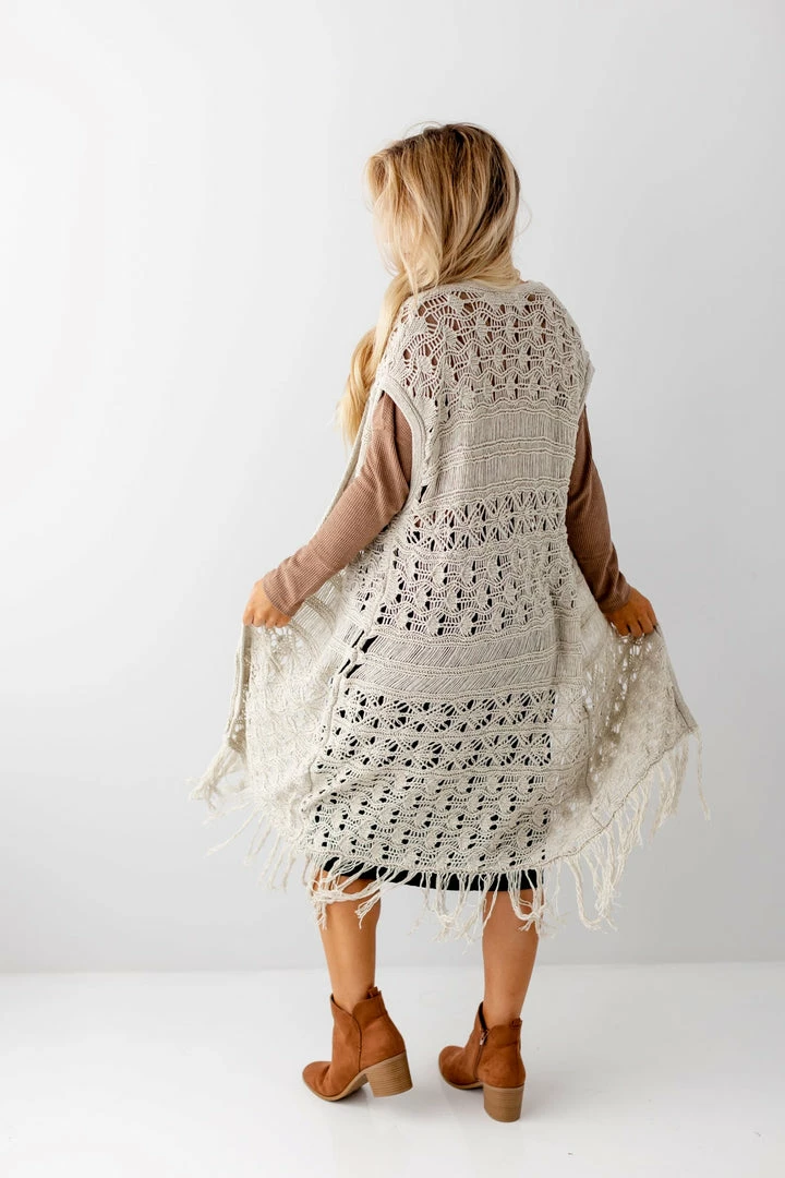 See And Be Seen Tops/Cardigans 'Delaney' Crochet Fringe Vest FINAL SALE 8 See And Be Seen Tops/Cardigans 'Delaney' Crochet Fringe Vest FINAL SALE