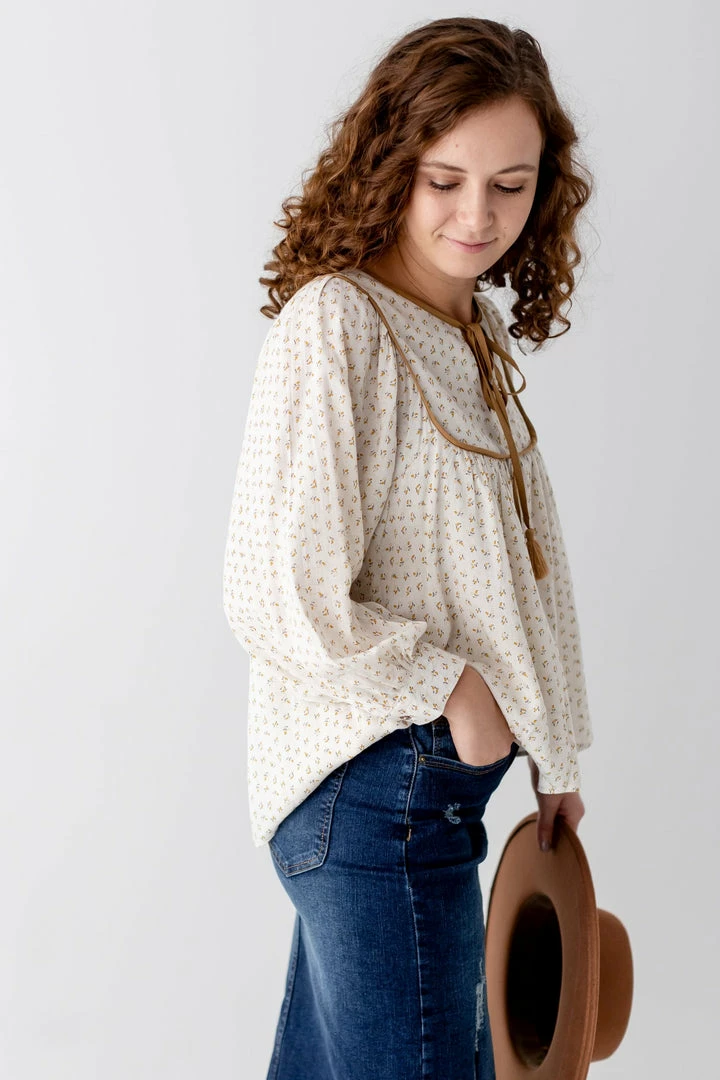 In Loom 'Jacklyn' Tassel Tie Top In Golden Poppy FINAL SALE 4 In Loom 'Jacklyn' Tassel Tie Top In Golden Poppy FINAL SALE